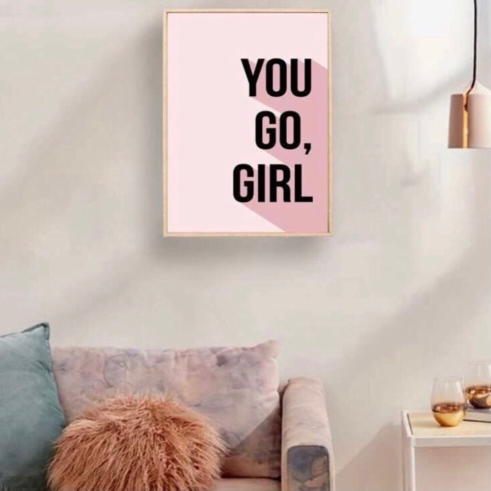 3/$30 YOU GO, GIRL pink + black wall art print decor unframed
